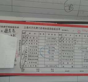 患者的检查报告单